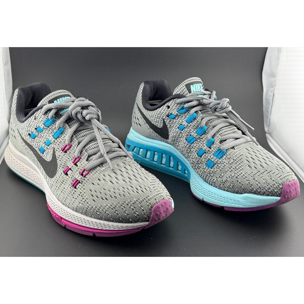 Nike Air Zoom Structure 19-Grey Blue Pink, Running Shoes, 806584-005, Womens 6.5